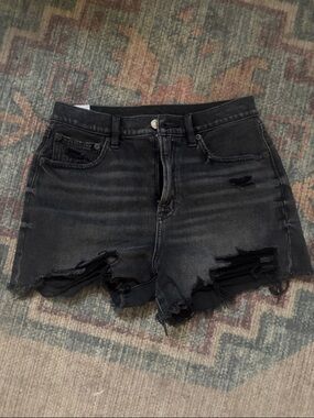 American Eagle Outfitters Black Wash Distressed Jean Shorts